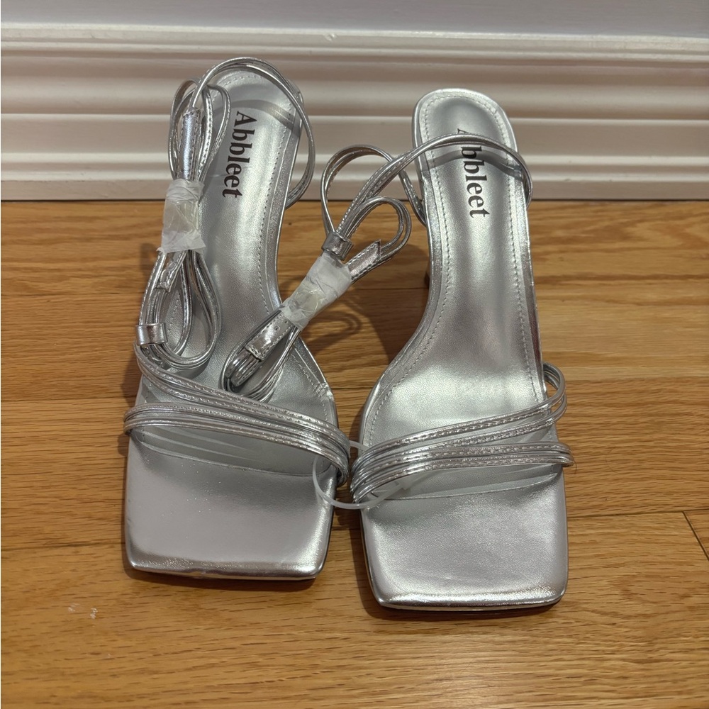 Women's Silver Strappy Heels